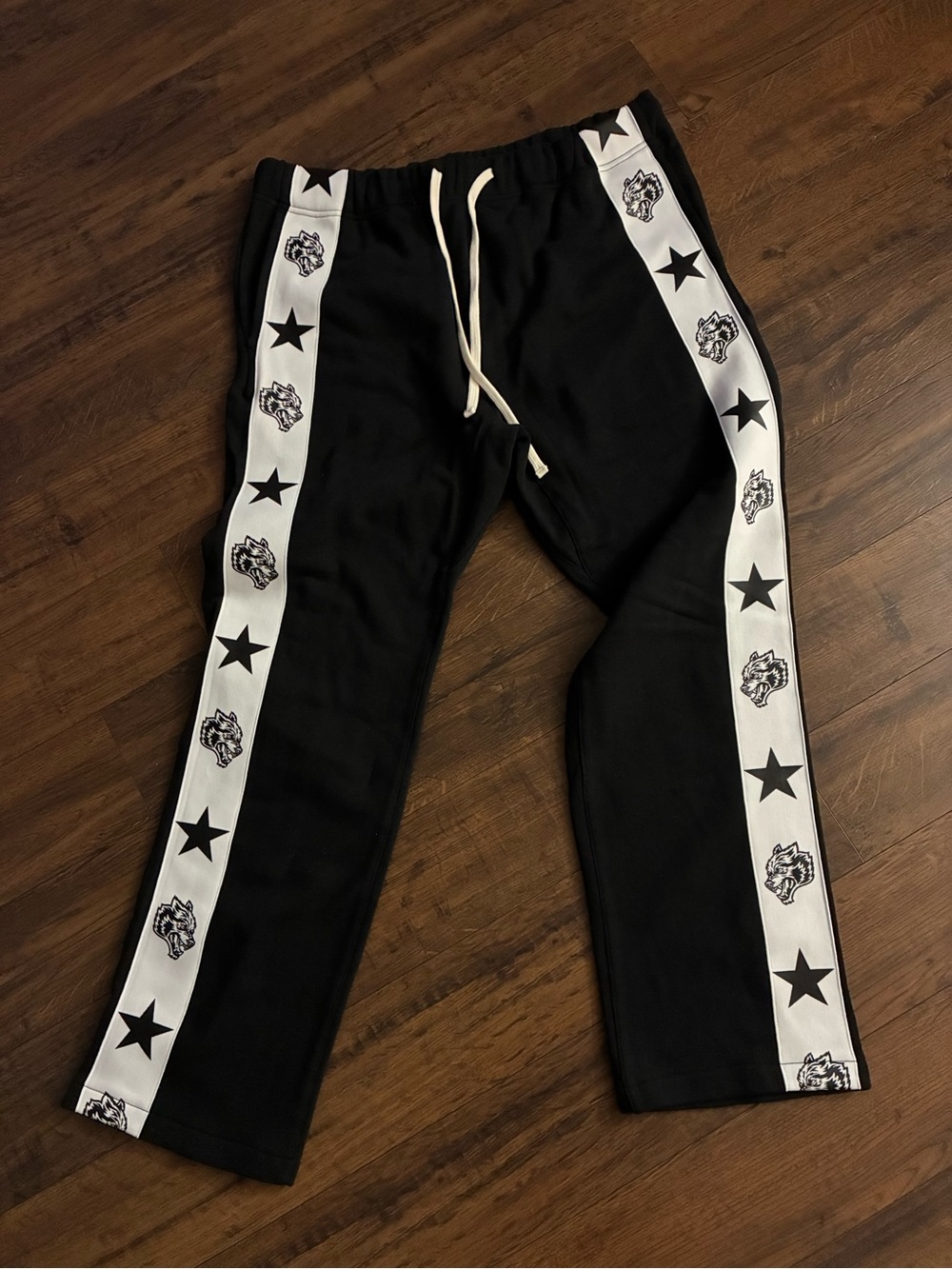 Darc Sport Black Joggers with White Star-Striped Side Panels
